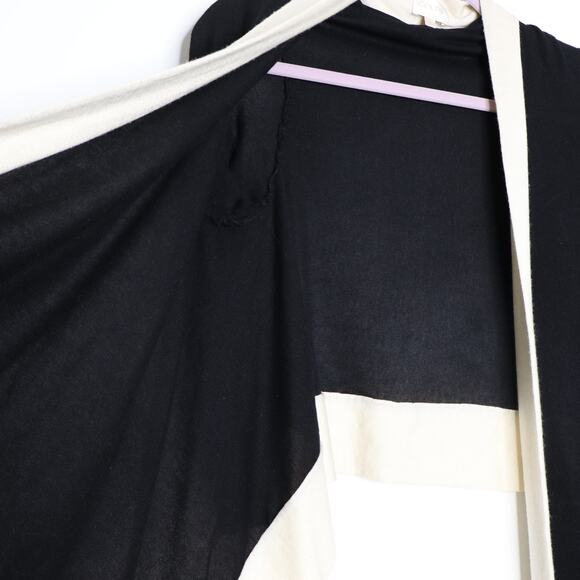 GOLDE Drape Cardigan Waterfall Silk Cashmere Colorblock Black Ivory Women's S - Picture 2 of 9